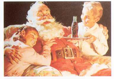 Santa Claus w kampanii Coca-Coli w r. 1931, mal. Habdon Sundblom