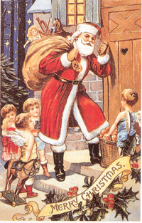 Mikołaj na świątecznej widokówce amerykańskiej z końca XIX w.